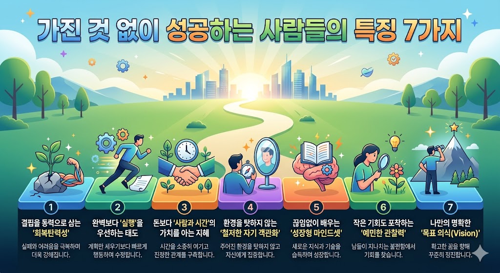 가진 것 없이 성공하는 사람들의 특징 7가지 가진것없이