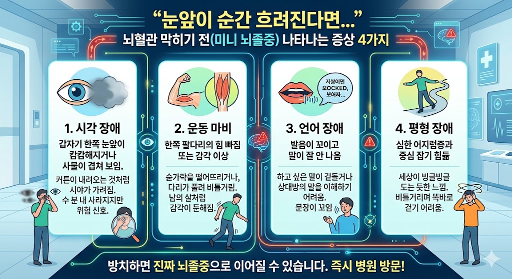 눈앞이 순간 흐려질 때 의심해야 할 뇌혈관 경고 신호 4가지 눈앞이 흐려진다면