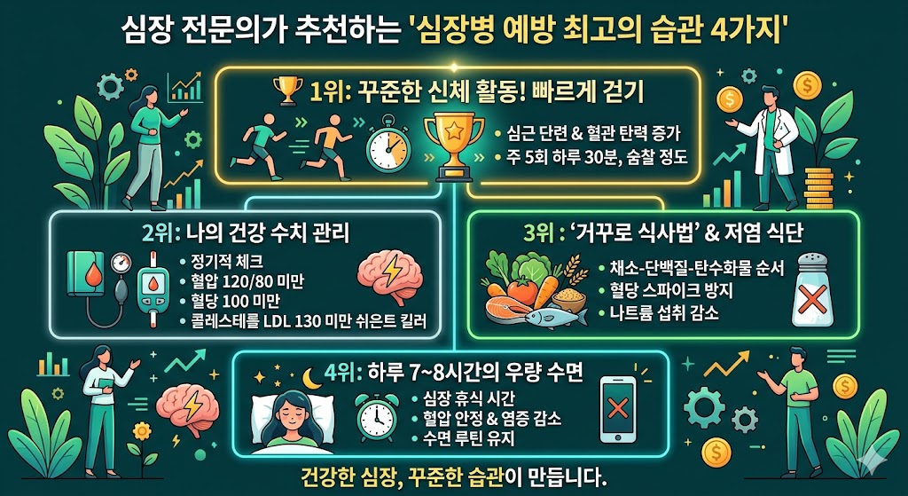 심장병 예방 최고의 습관 4가지 심장