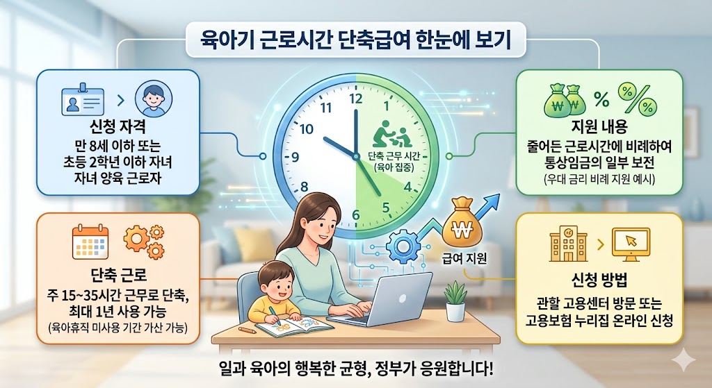 육아기 근로시간 단축급여 - 독박 육아 안녕! 육아기