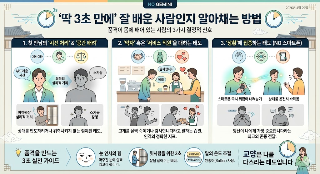 단 3초 만에 상대의 인격과 깊이를 가늠할 수 있는 결정적 신호 3가지 잘배운