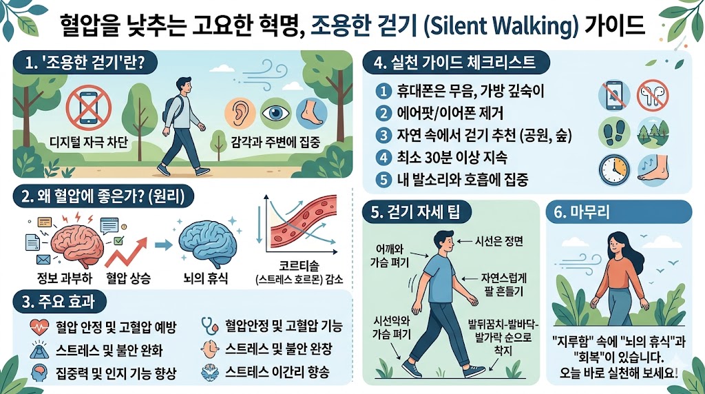 혈압 낮춘다는 '조용한 걷기' 열풍 혈압걸음