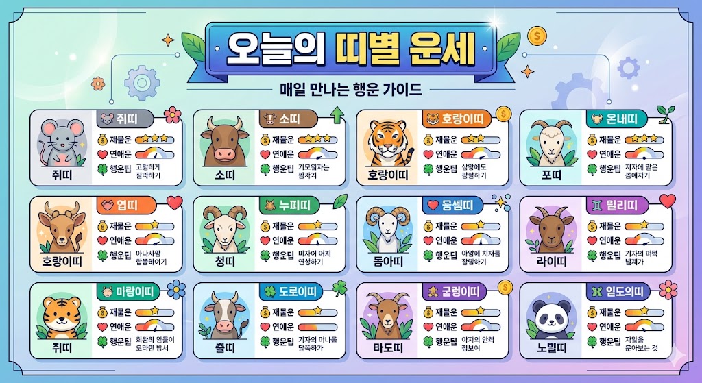 2026년 5월 3일(일) 띠별 오늘의 운세 띠