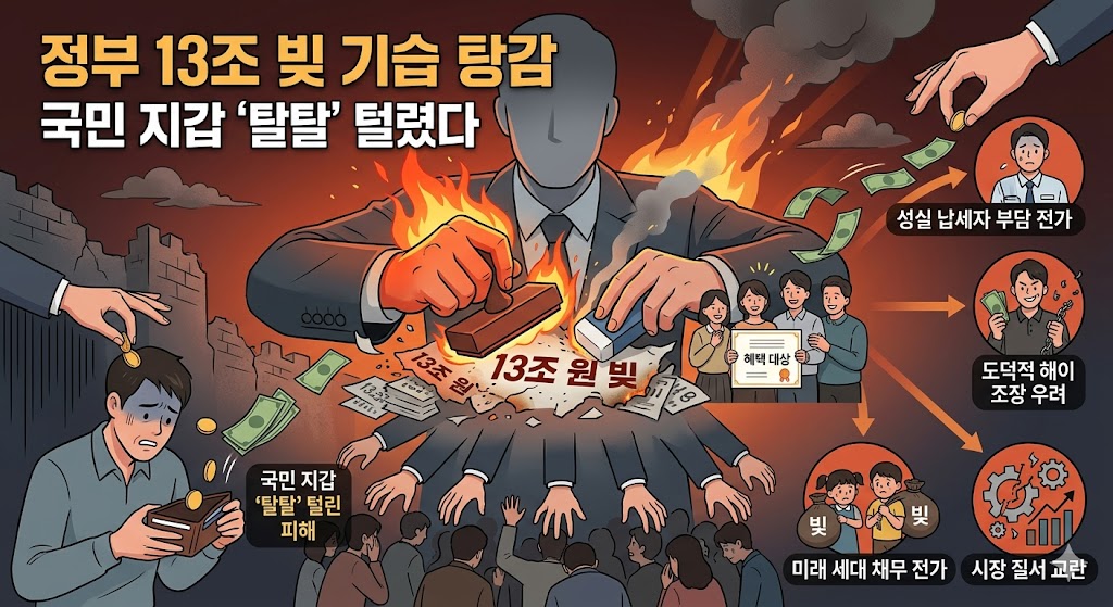 정부 13조 빚 탕감 기습단행 파장 빚
